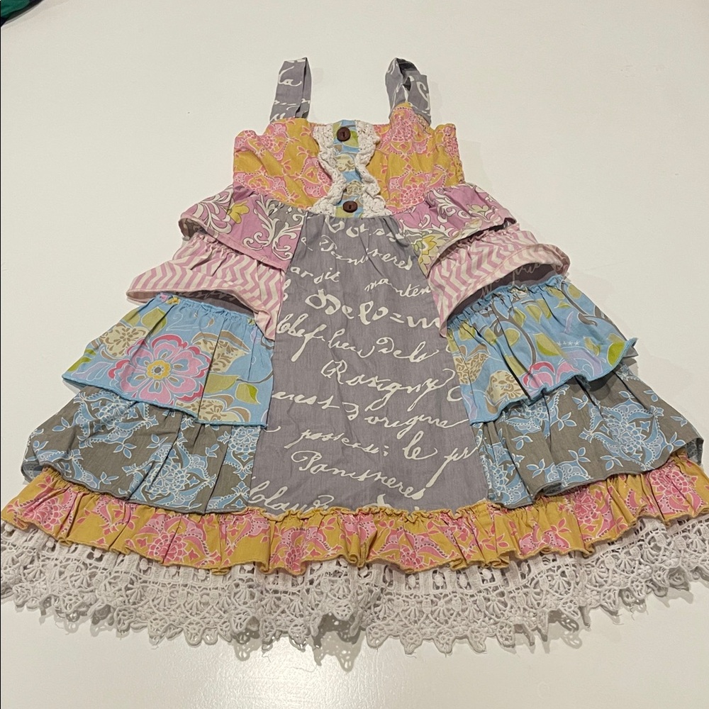Mustard Pie Pastel Floral and Chevron Dress